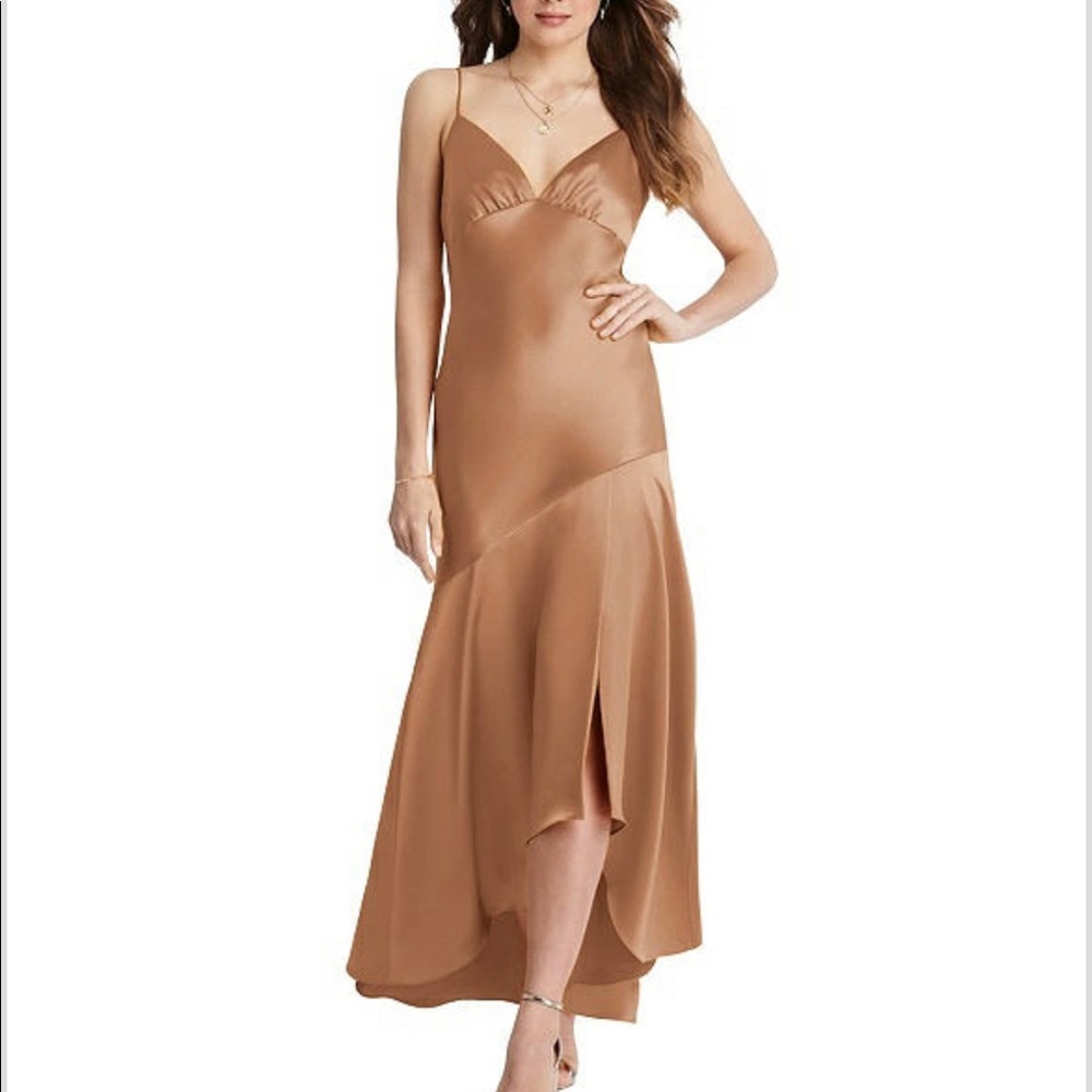Dessy Bridesmaids Drop Waist High-Low Slip Dress